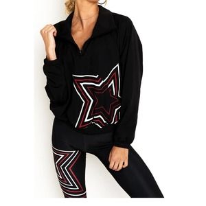 Gold Sheep Hip Retro Black Flash Star Pullover Windbreaker Pockets GC Sz LARGE